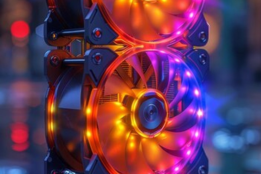 Deux ventilateurs de refroidissement haute performance avec éclairage RGB dynamique pour un comparatif carte graphique.
